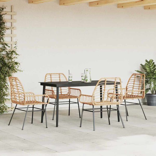 vidaXL Set da Pranzo da Giardino 5pz Polyrattan Vetro