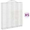 vidaXL Cesti Gabbioni ad Arco 5 pz 200x30x220/240 cm Ferro Zincato