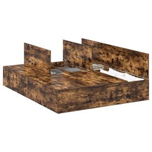 vidaXL Struttura letto con contenitore Rovere fum&eacute; 135 x 190 cm