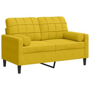 vidaXL Divano a 2 Posti con Cuscini Giallo 120 cm in Velluto