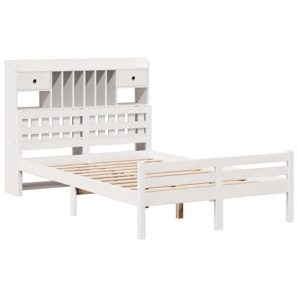 vidaXL Letto Libreria senza Materasso Bianco 135x190 cm Legno di Pino