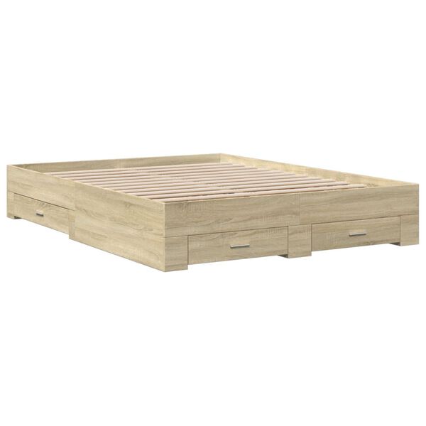 vidaXL Giroletto Cassetti Rovere Sonoma 150x200 cm Legno Multistrato