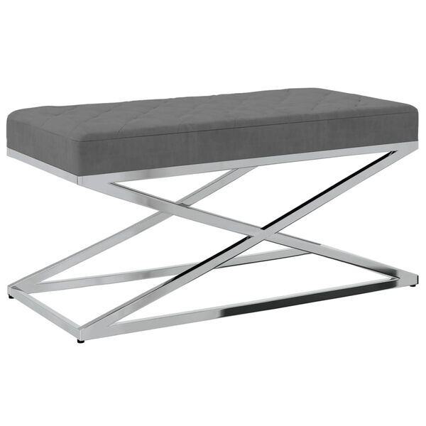 vidaXL Panca Grigio Scuro in Velluto e Acciaio Inossidabile