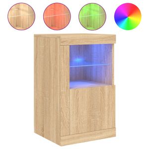 vidaXL Armadietto con Luci LED Rovere Sonoma in Legno Multistrato