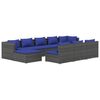 vidaXL Set Divani da Giardino 10 pz con Cuscini in Polyrattan Grigio