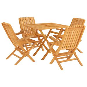 vidaXL Set da Pranzo per Giardino 5 pz in Legno Massello di Teak