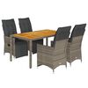 vidaXL Set Bistr&ograve; da Giardino 5 pz con Cuscini in Polyrattan Grigio