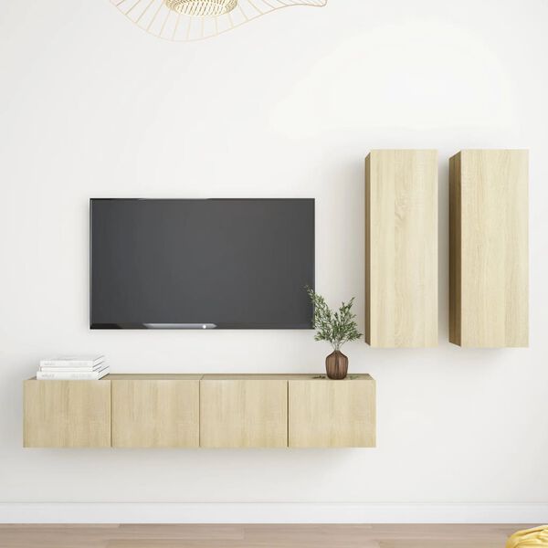 vidaXL Set di Mobili TV 4 pz Rovere Sonoma in Legno Multistrato