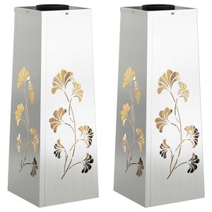 vidaXL Faro LED solare per sentieri 2 pcs Zincato Zincato