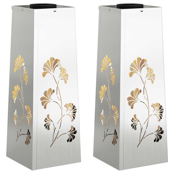 vidaXL Faro LED solare per sentieri 2 pcs Zincato Zincato