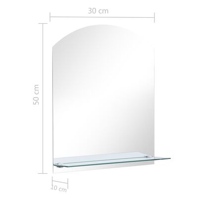 vidaXL Specchio da Parete con Mensola 30x50 cm in Vetro Temperato