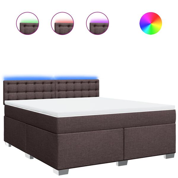 vidaXL Giroletto a Molle con Materasso Marrone Scuro 180x200cm Tessuto