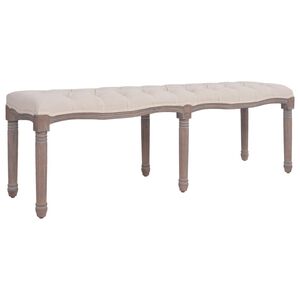 vidaXL Panca in Tessuto e Legno Massello 150x39,8x48 cm Bianco Crema