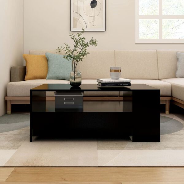 vidaXL Tavolino da Salotto Nero 102x55x42 cm in Legno Compensato