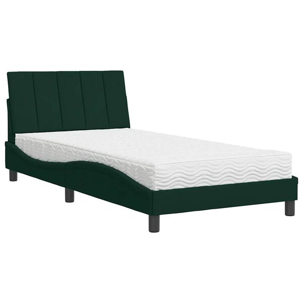 vidaXL Letto con Materasso Hanko Verde Scuro 100x200 cm in Velluto