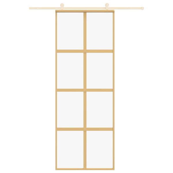vidaXL Porta Scorrevole Dorata 76x205 Vetro Trasparente ESG Alluminio