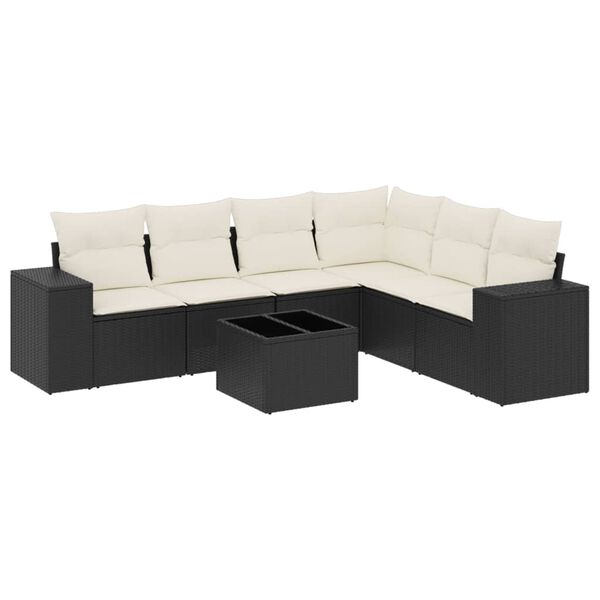 vidaXL Set Divani da Giardino con Cuscini 7pz Nero Polyrattan