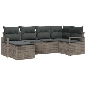 vidaXL Set di divani con cuscino 6 pcs Grigio polyrattan