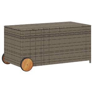 vidaXL Contenitore da Giardino con Ruote Grigio 190L in Polyrattan