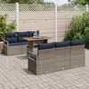 vidaXL Set Divano da Giardino con cuscino 7 pcs grigio e blu navy