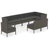 vidaXL Set Divani da Giardino 9 pz con Cuscini in Polyrattan Grigio