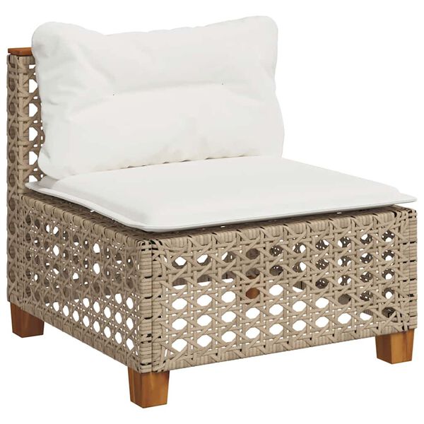 vidaXL Set Divano da Giardino 9 pz con Cuscini Beige in Polyrattan