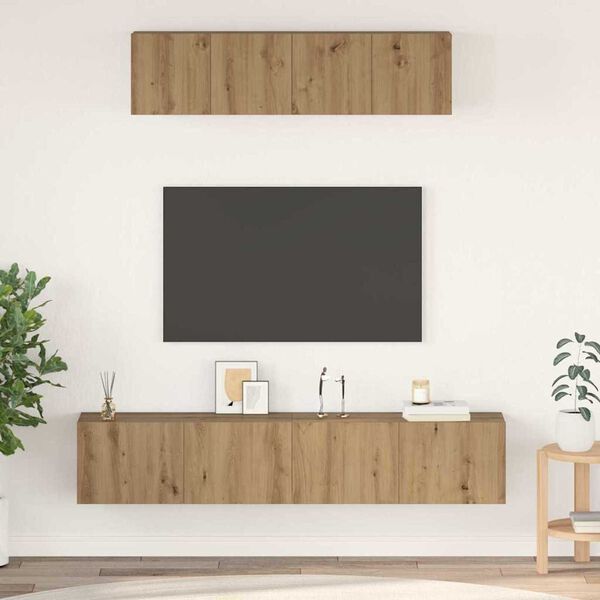 vidaXL Set mobile TV 4 pcs Rovere artigianale Legno multistrato