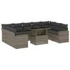 vidaXL Set Divano da Giardino 10 pz con Cuscini Grigio in Polyrattan
