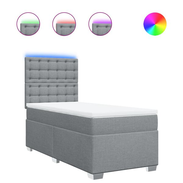 vidaXL Giroletto a Molle con Materasso Grigio Chiaro100x200 cm Tessuto