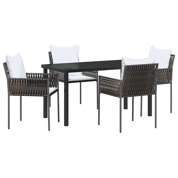 vidaXL Set da Pranzo per Giardino 5 pcs Marrone e Nero Rattan in PE