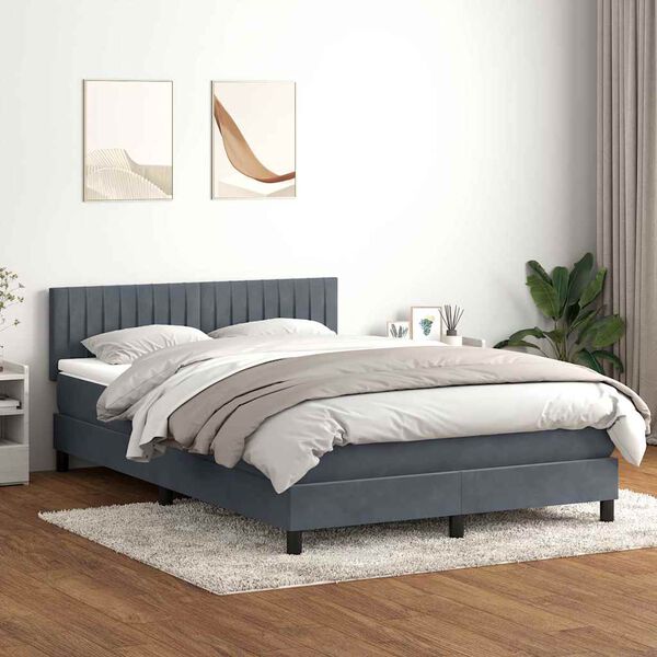 vidaXL Letto a Molle con Materasso e LED Grigio Scuro 140x210 cm Velluto