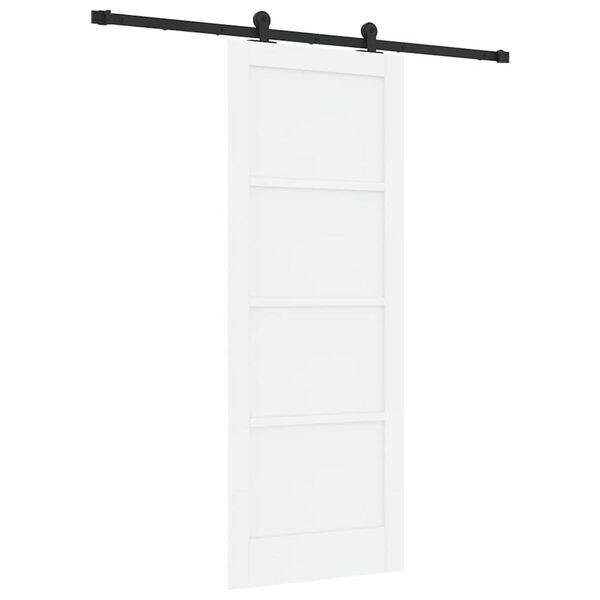 vidaXL Porta scorrevole Bianco e Nero 78 x 202 cm Pino massello