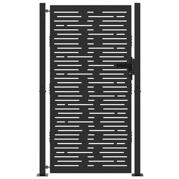 vidaXL Cancello da giardino con blocco Nero 110 x 180 cm