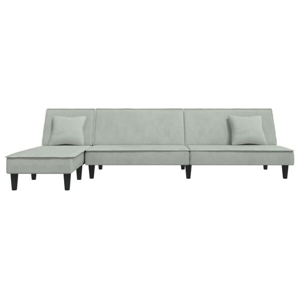 vidaXL Divano Letto a L Grigio Chiaro 255x140x70 cm in Velluto