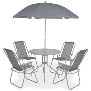 vidaXL Set da Pranzo da Giardino 6 pz in Acciaio e Textilene Grigio