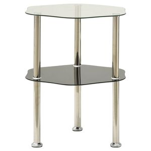 vidaXL Tavolino 2 Livelli Trasparente Nero 38x38x50 cm Vetro Temperato