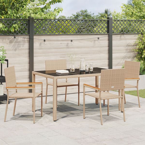 vidaXL Set da Pranzo per Giardino 5 pcs Beige polyrattan