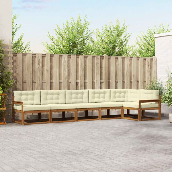 vidaXL Set di divani da esterno con cuscino 6 pcs Naturale e Crema