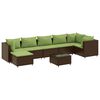 vidaXL Set Divani da Giardino 8 pz con Cuscini in Polyrattan Marrone