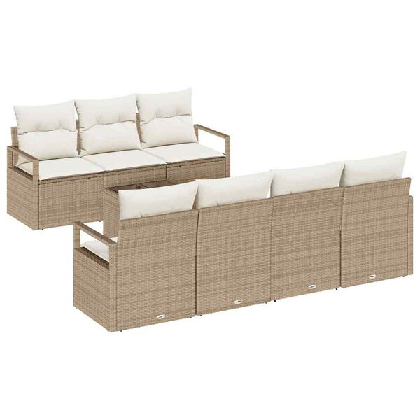 vidaXL Set di divani 8 pcs Beige e Crema polyrattan