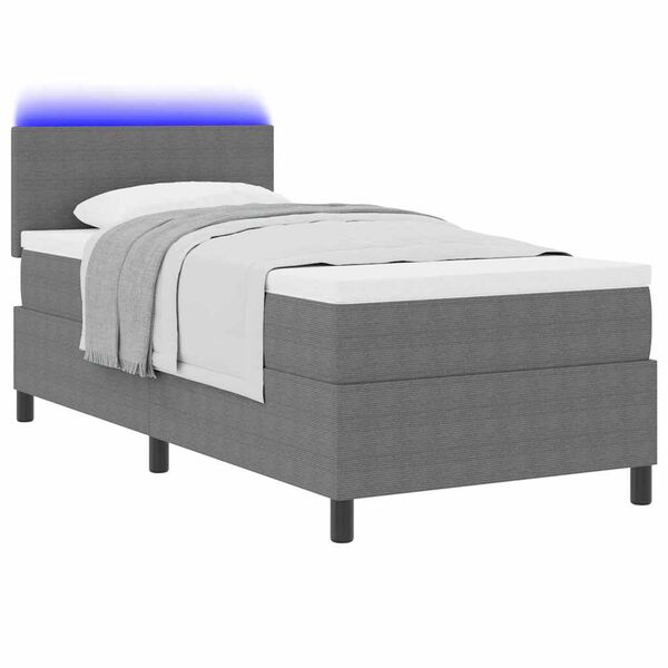 vidaXL Letto a Sorgente LED Grigio chiaro e bianco 100 x 200 cm