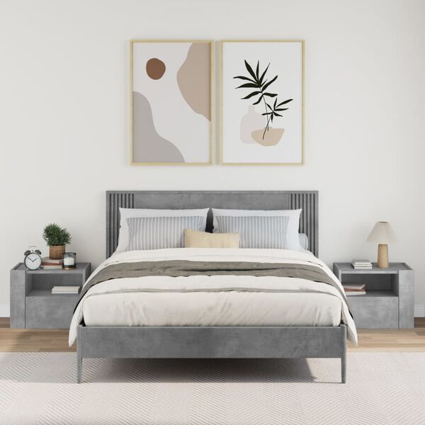 vidaXL Comodini a Muro 2 pz Grigio Cemento 45x30x35 cm