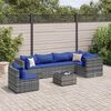 vidaXL Set Divani da Giardino 7 pz con Cuscini in Polyrattan Grigio