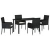 vidaXL Set da Pranzo per Giardino 5 pz Nero polyrattan