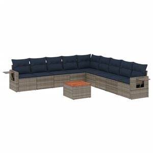 vidaXL Set Divani da Giardino 10 pz con Cuscini Grigio in Polyrattan