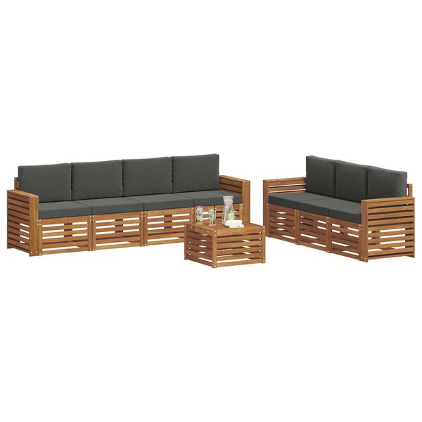 vidaXL Set divani 8 pcs Naturale e Antracite Legno di Acacia Massello