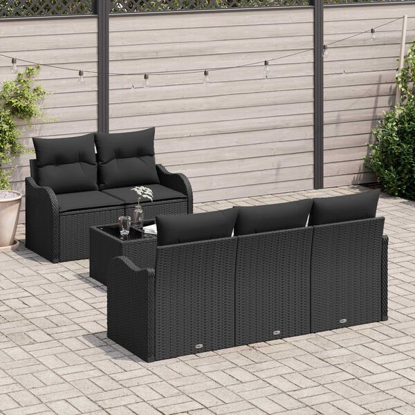 vidaXL Set Divano da Giardino Nero polyrattan