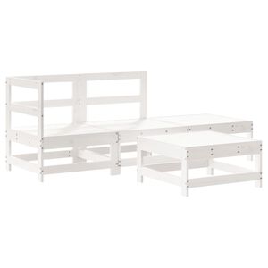 vidaXL Set Salotto da Giardino 4 pz Bianco in Legno Massello di Pino