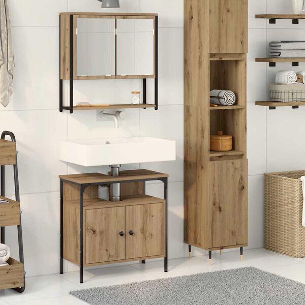 vidaXL Set di mobili per il bagno 2 pcs Marrone Legno multistrato