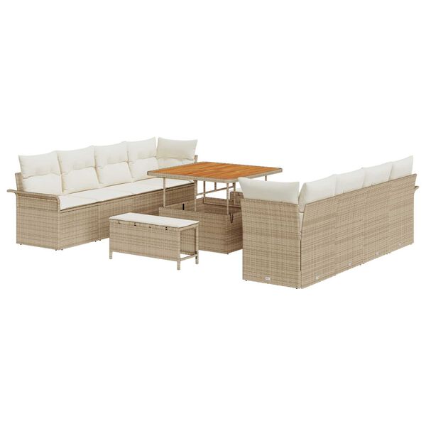 vidaXL Set Divano da Giardino con cuscino 11 pcs Beige polyrattan